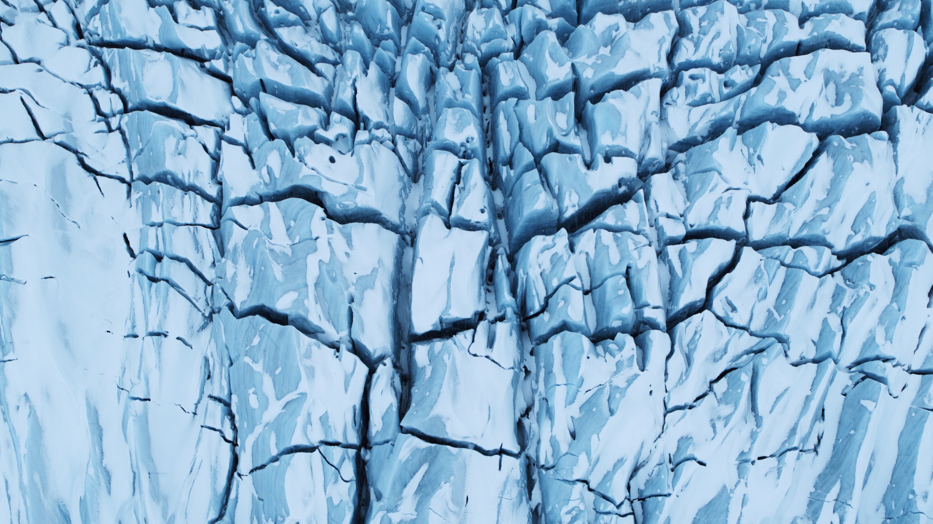 Looking down onto a cracked glacier in Jökulsárlón National Park. (National Geographic for Disney+)