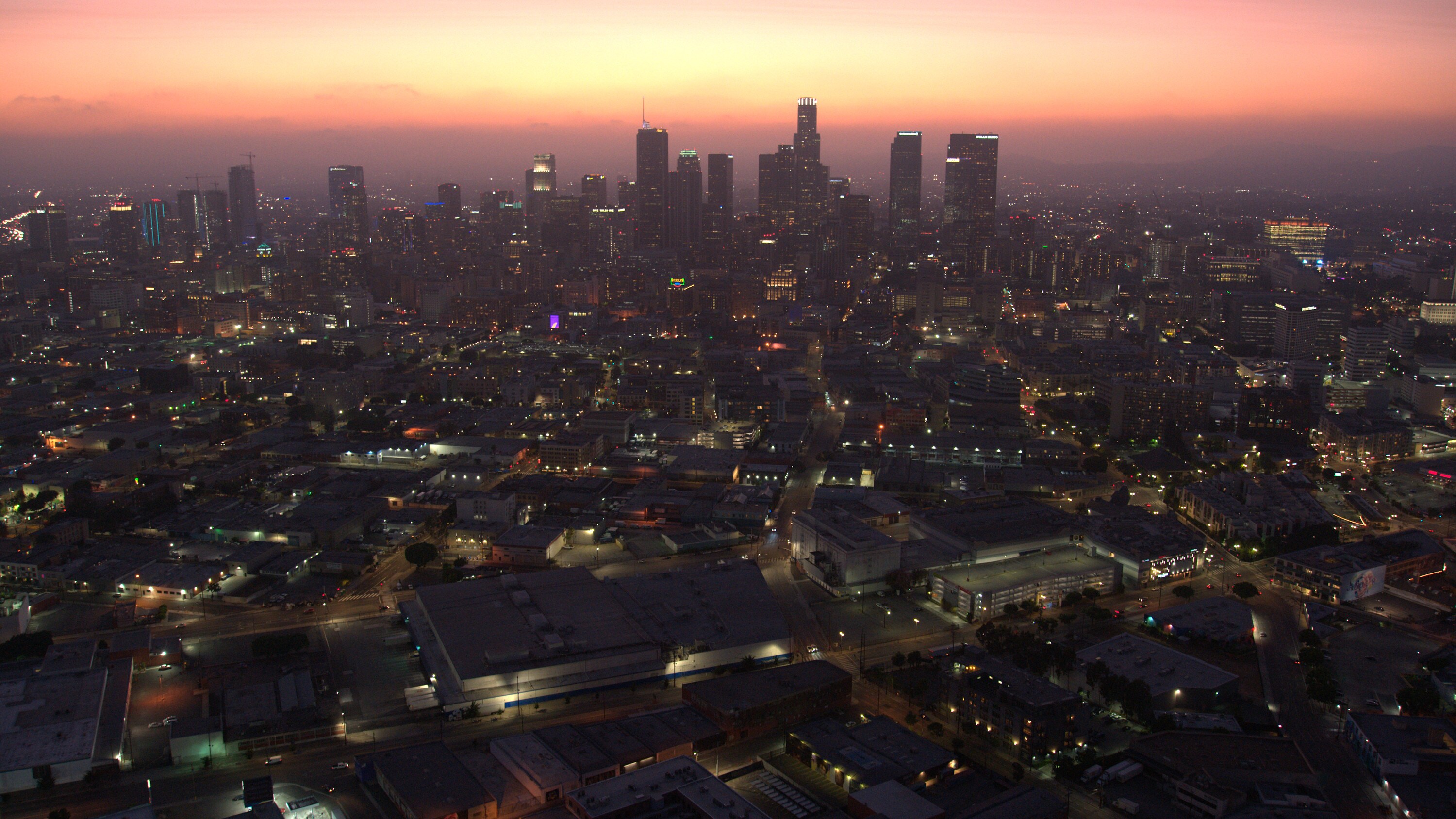 Downtown Los Angeles at sunset. (National Geographic for Disney+)