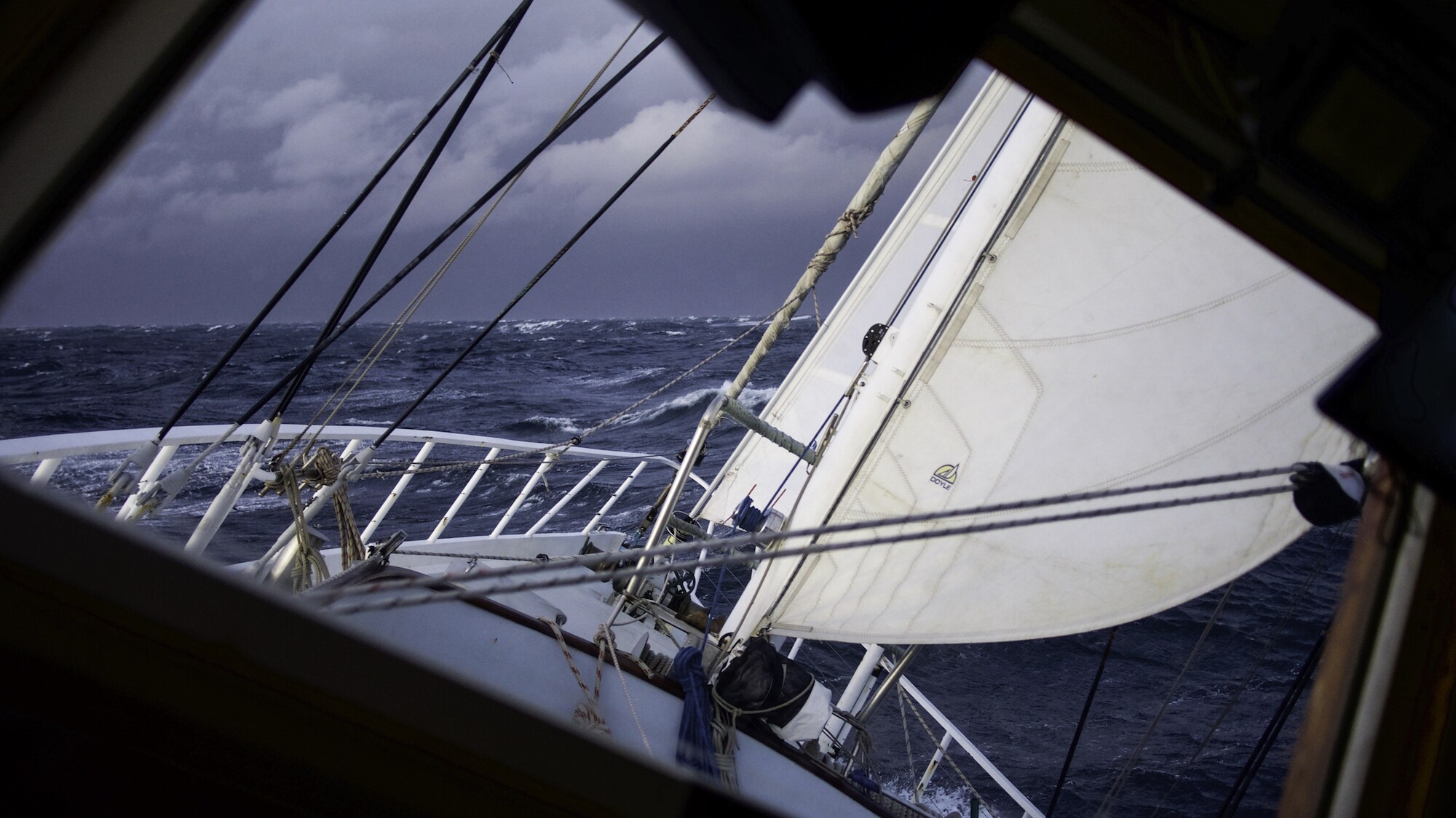 One obstacle stands between South America and the Antarctic Peninsula: the infamous Drake's Passage. The Planet of the Whales team referred to the sea conditions as "being stuck inside a washing machine." (National Geographic for Disney+/Hayes Baxley)