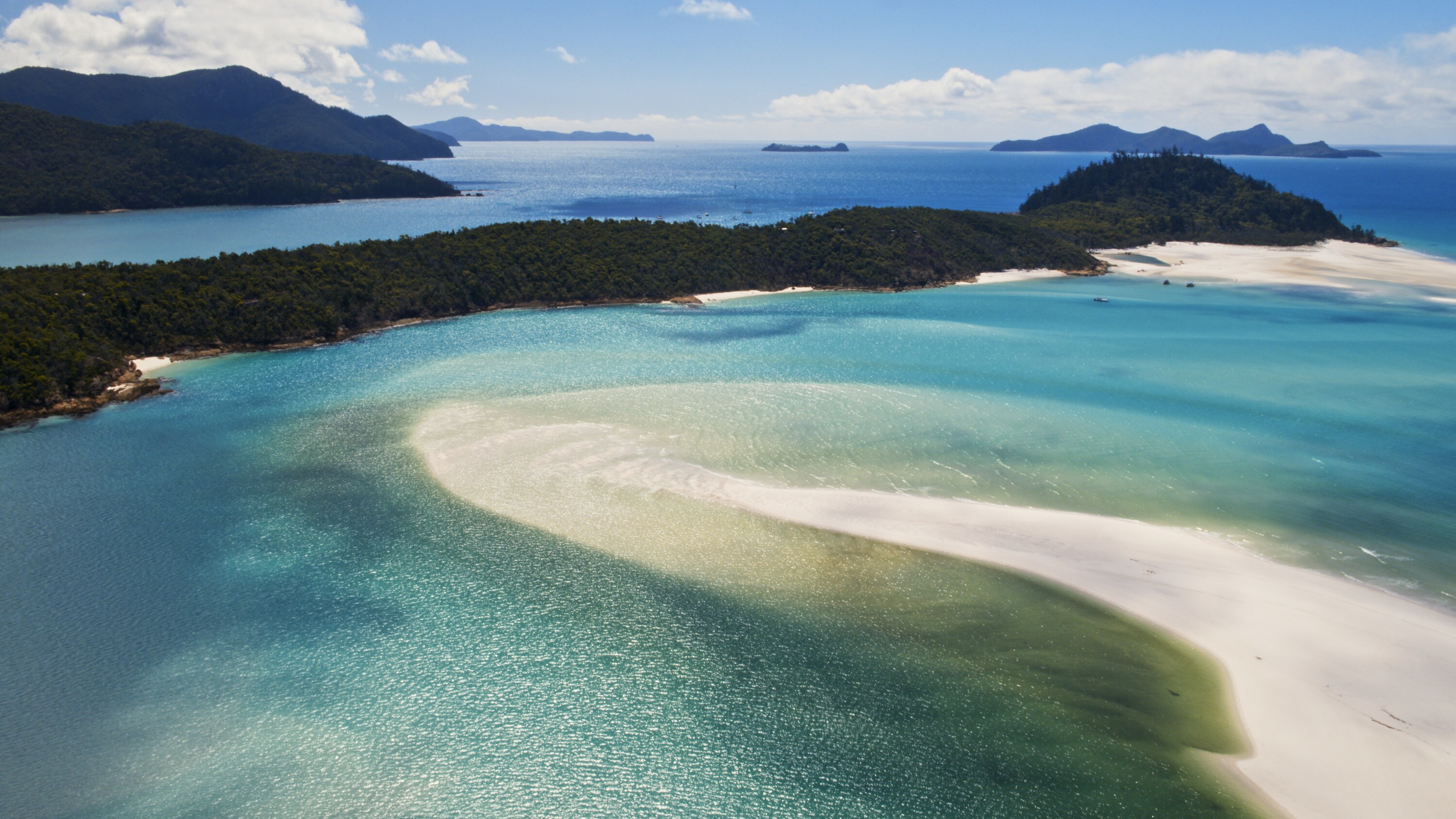 Aerial view of Whitehaven Beach. (National Geographic for Disney+)