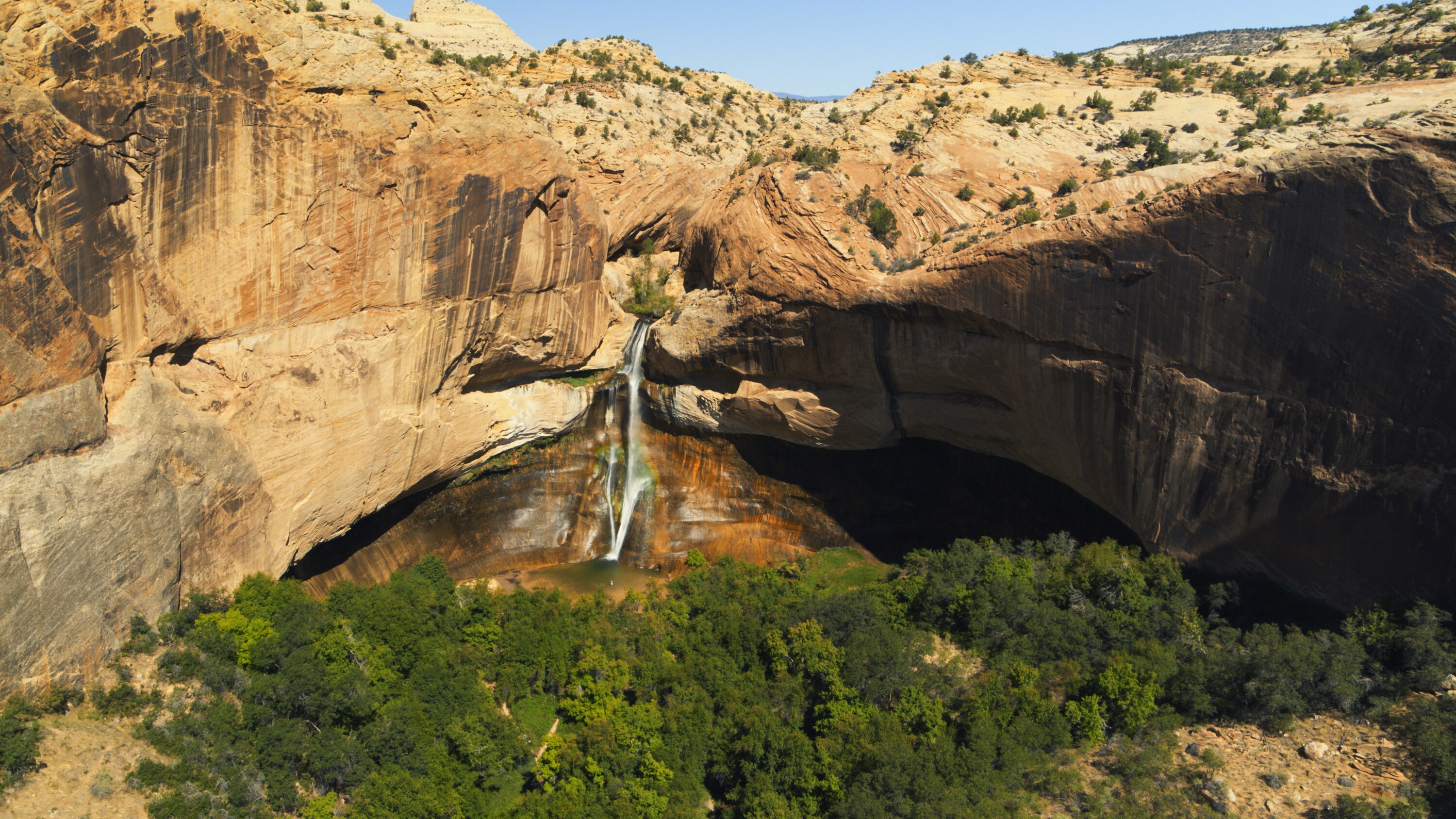 Lower Calf Creek Falls in Grand Staircase Escalante. (National Geographic for Disney+)