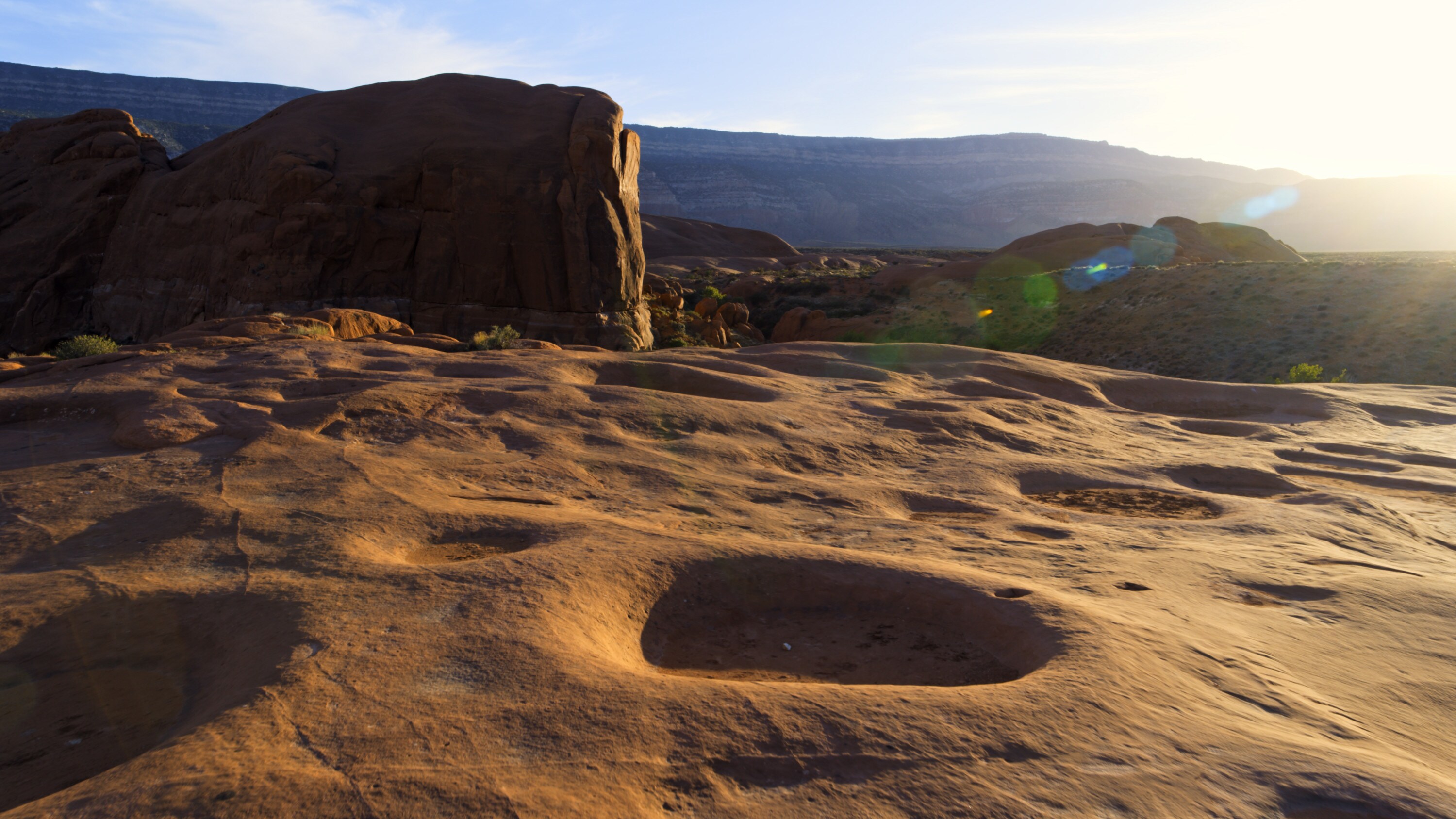 Flying over a rock formation in Sooner Wash. (National Geographic for Disney+)