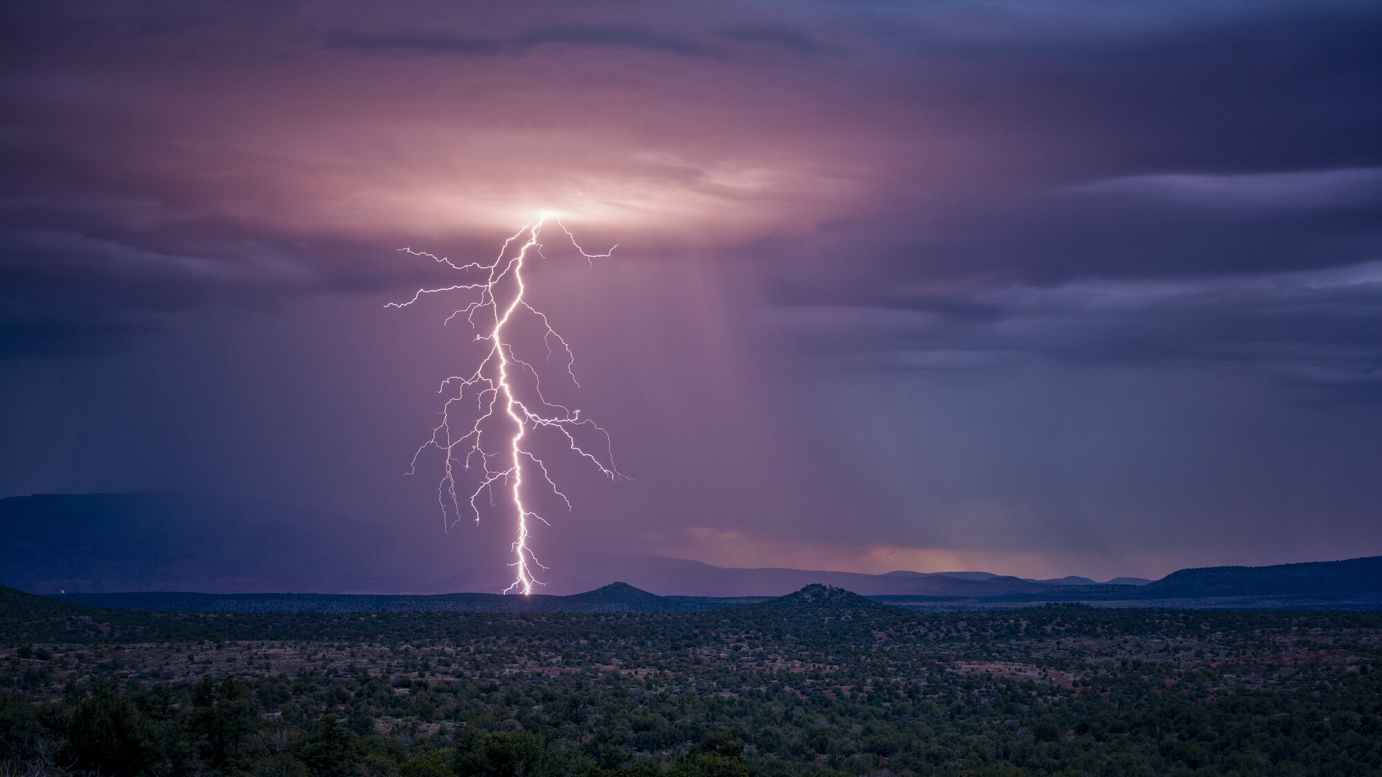 Lightning strikes during a monsoon storm over the desert in Arizona. (America Films Ltd/Ty Schmitt)