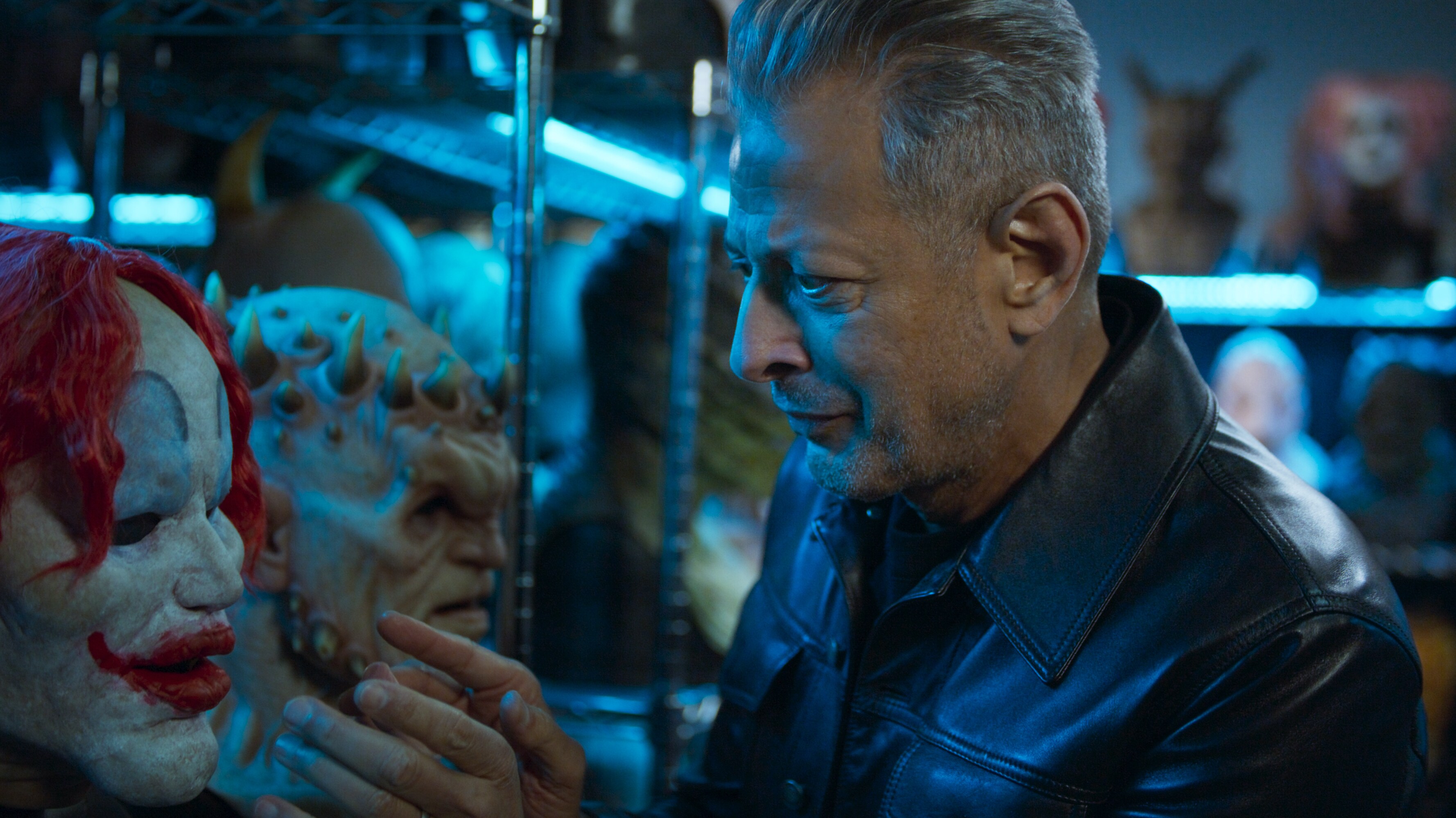 Los Angeles, CA - Jeff Goldblum looking at masks. (Credit: National Geographic)