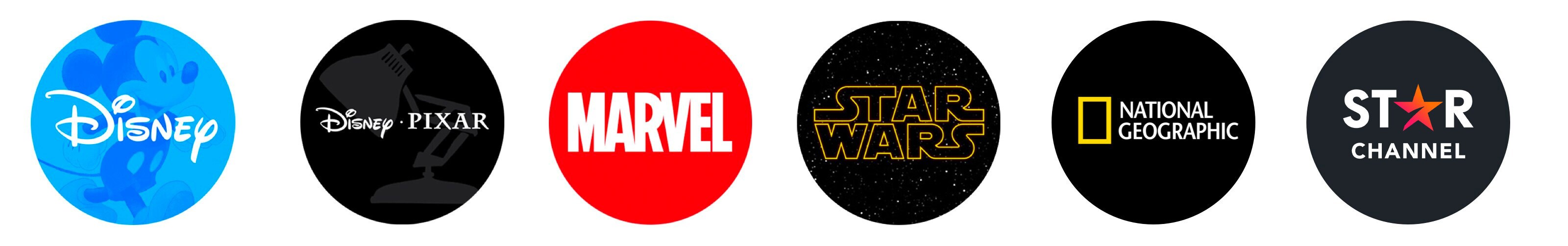 Nuestras marcas, Disney, Pixar, Marvel, Star Wars, National Geographic, Fox