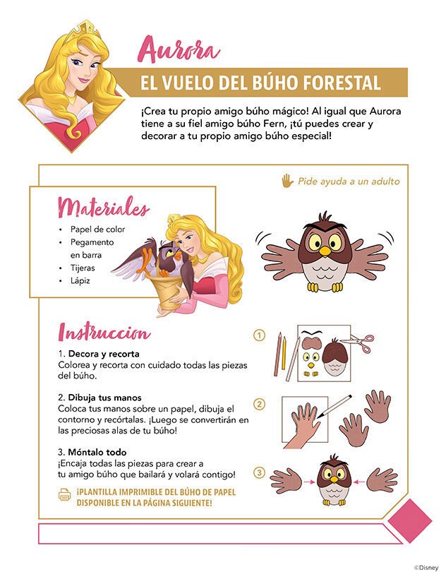 Instrucciones para hacer un búho mágico de papel.