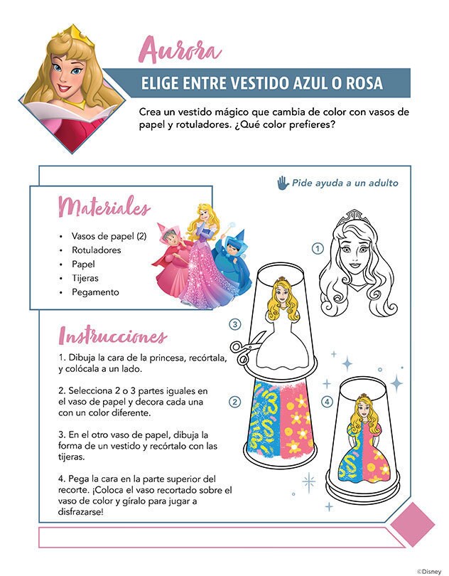 Instrucciones para hacer un vestido de papel que cambia de color con materiales sencillos.
