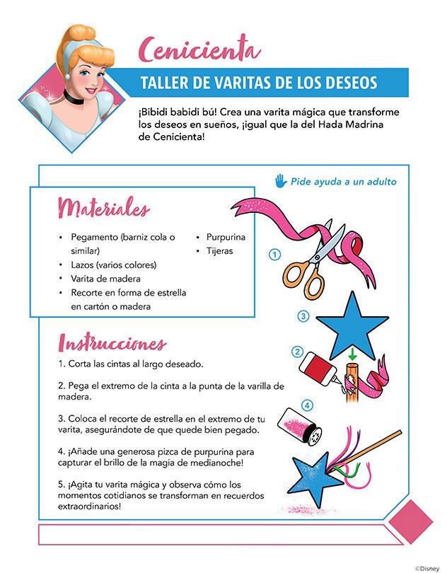 Instrucciones para crear una varita mágica de papel DIY con un toque de cuento.