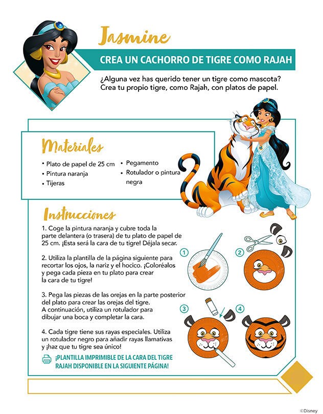 Instrucciones para hacer una cara de tigre Rajah con un plato de papel y pintura.