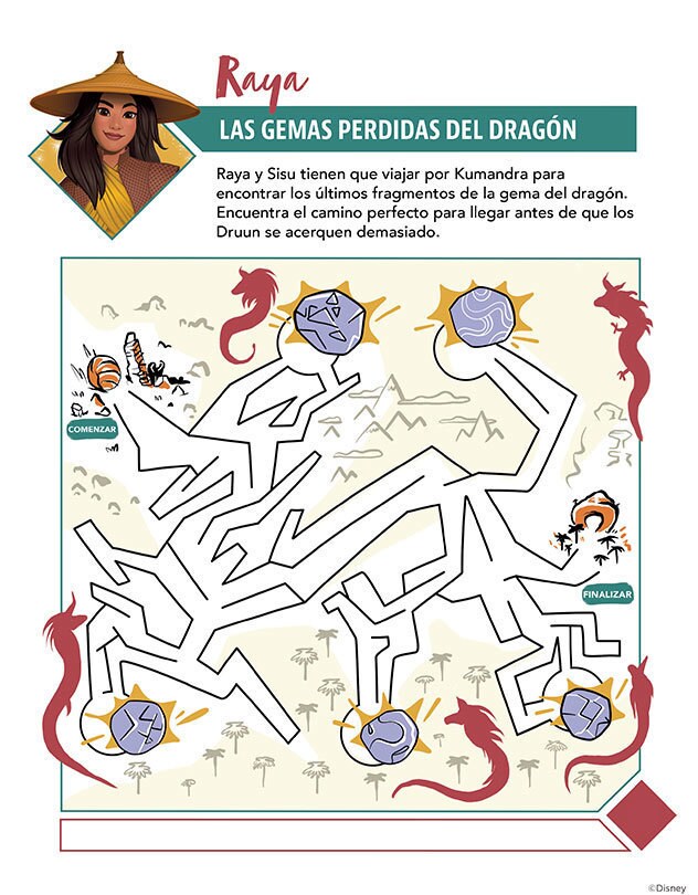 Juego de laberinto de Raya para encontrar los fragmentos perdidos de la gema del dragón.