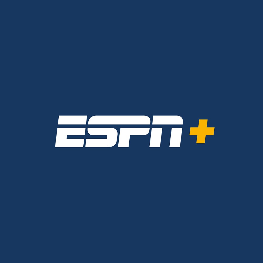 ESPN + logo on dark blue background