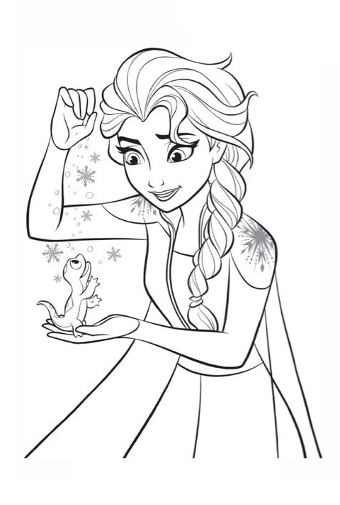 Elsa making snowflakes for Bruni colouring sheet
