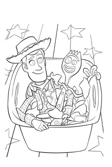 Woody and Forky Colouring sheet