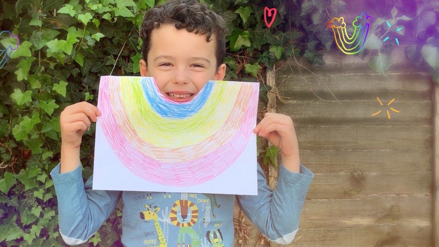 A child holding a rainbow 