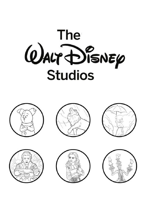 The Walt Disney Studios Logo with Disney characters in circles below 