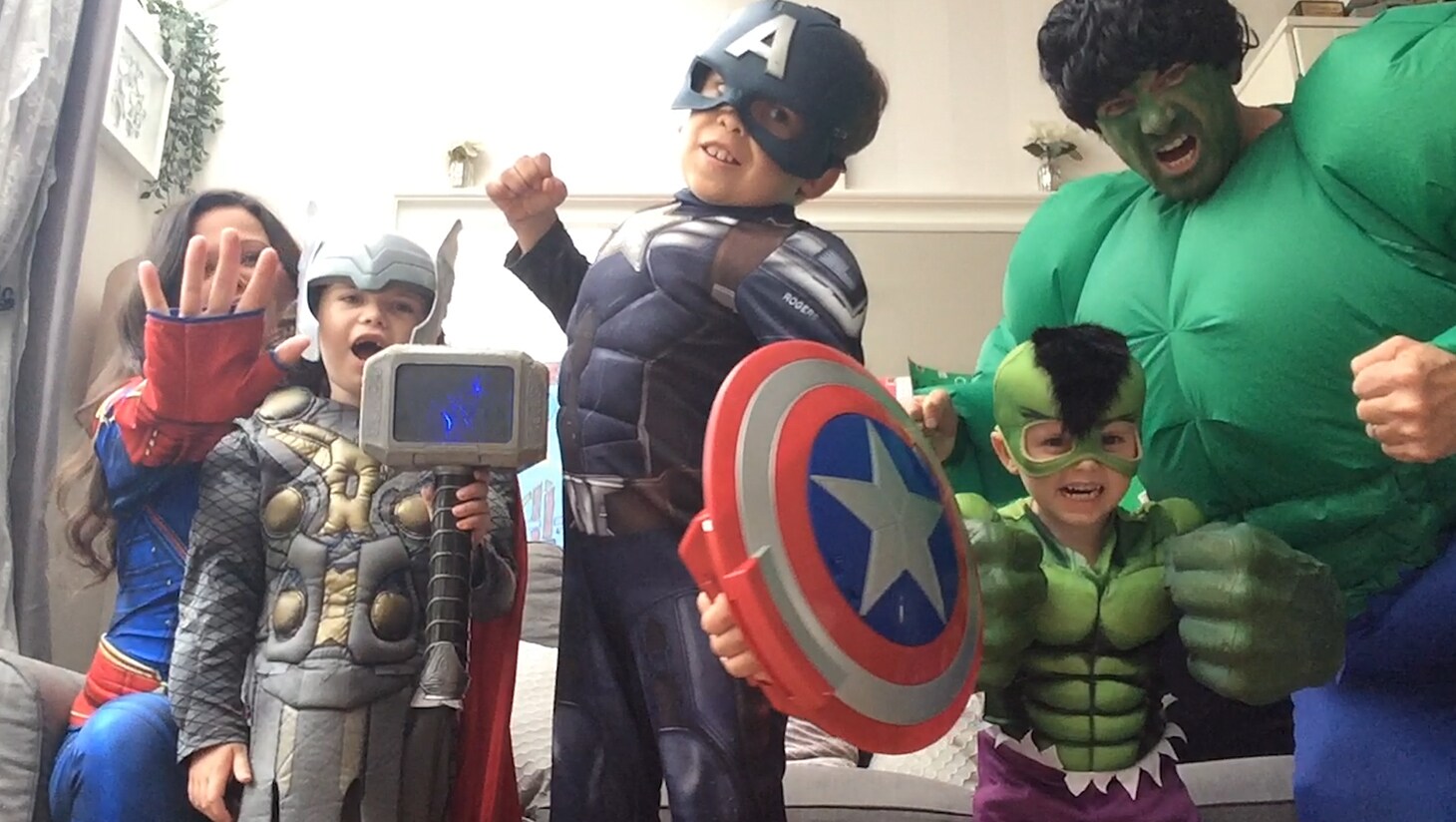 A family dressed as the Avengers