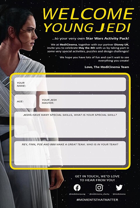 Star Wars' Ray Welcome Young Jedi Activity Sheet