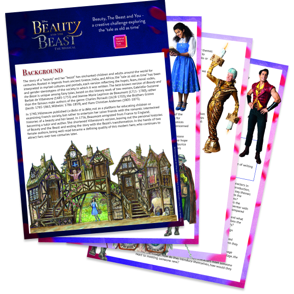 Four pages from the Beauty and the Beast Education Resource documents