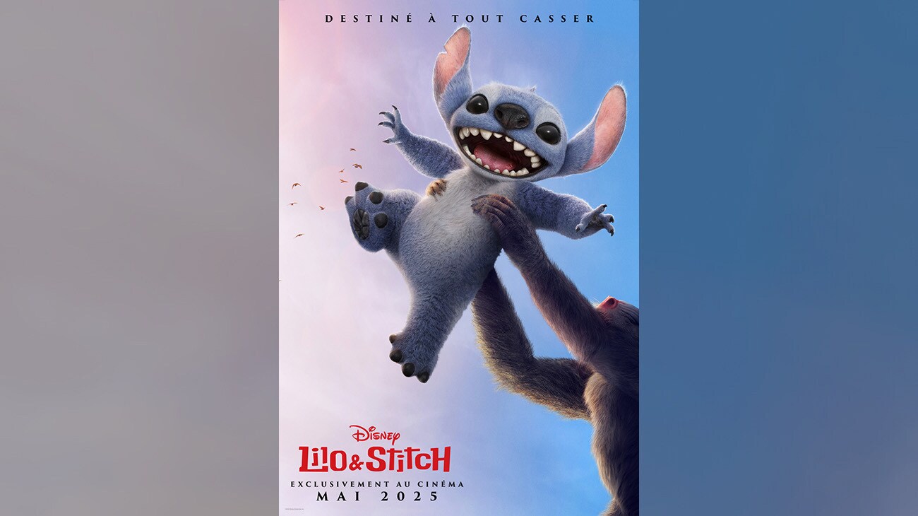 Image de Stitch tenu à bout de bras comme Simba dans le Roi Lion | Destiné à tout casser | Disney | Lilo & Stitch