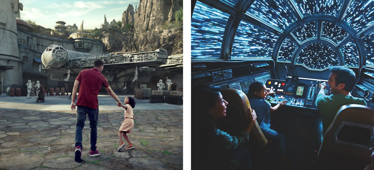 Interpretazione artistica dell’attrazione Millennium Falcon: Smugglers Run a Walt Disney World.
