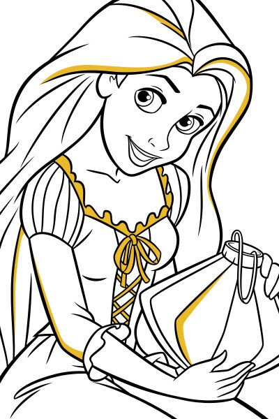 Rapunzel and Lantern Colouring Page | Disney Create UK