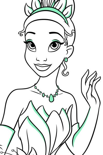 Download Tiana Ballgown Colouring Page | Disney Create UK