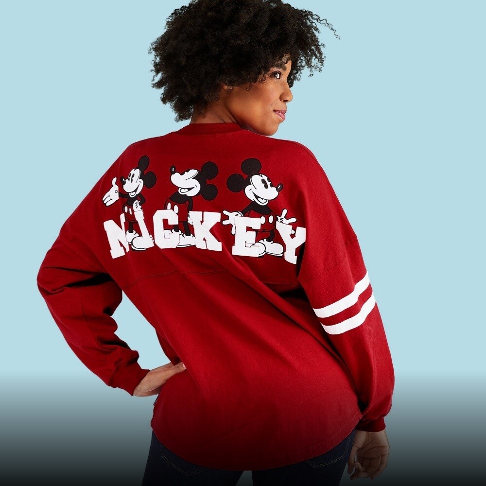 Women in red Mickey Mouse Spirit Jersey