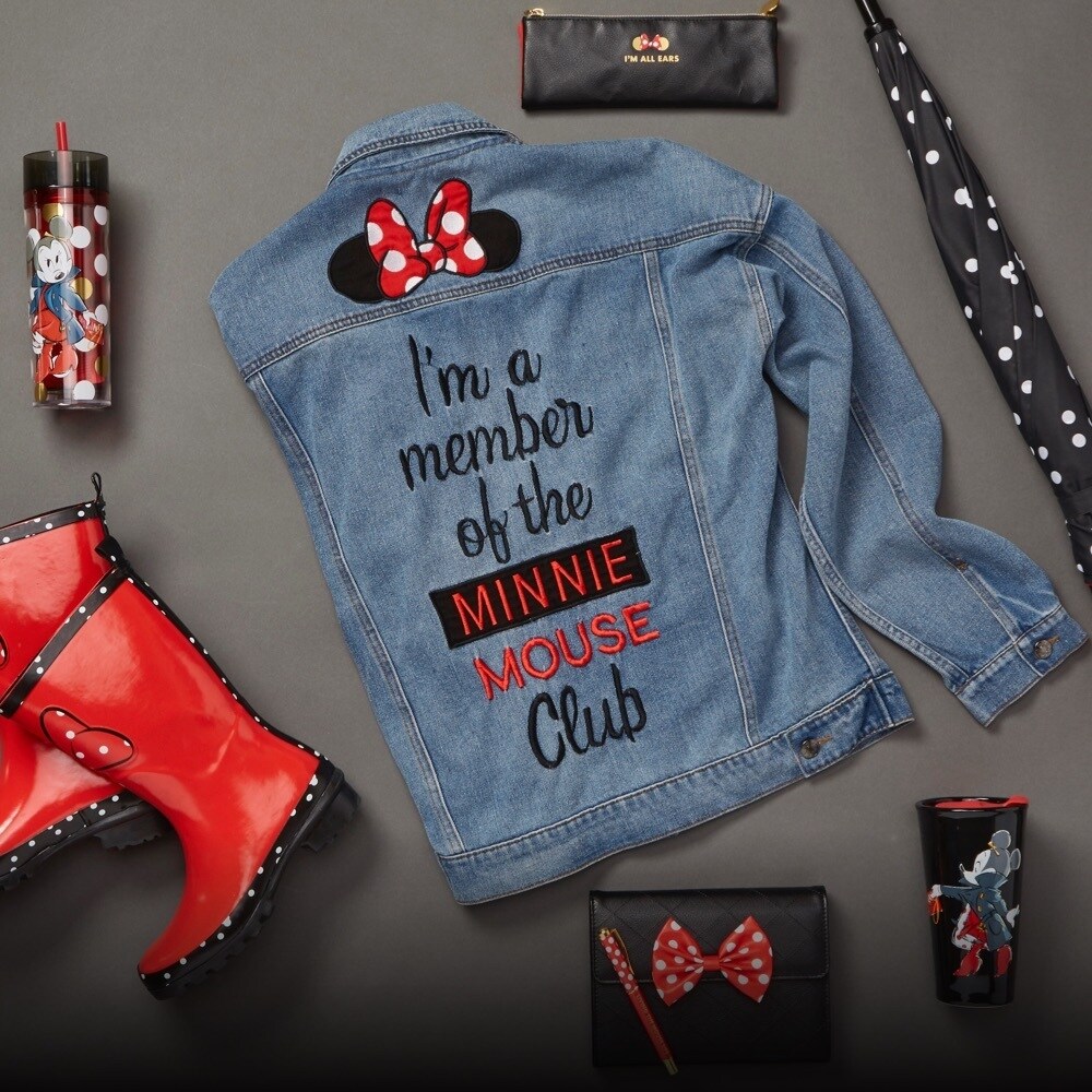 Minnie Mouse 'Rock the Dots' denim jacket, wellies, tumbler, pencil case and travel mug