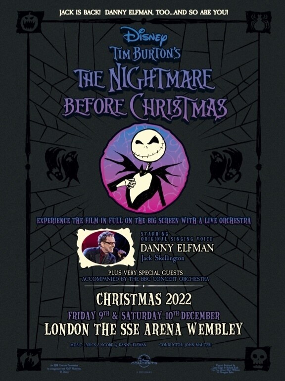 The Nightmare Before Christmas in Concert 2022 poster with an illustrated Jack Skellington image
