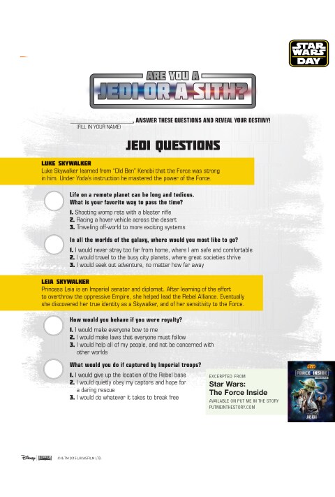 A list of questions for a Jedi Quiz