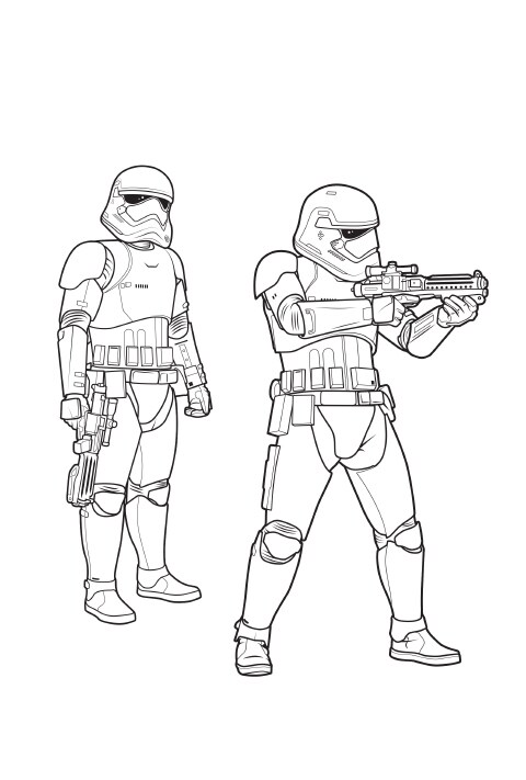 A colouring page featuring Stormtroopers