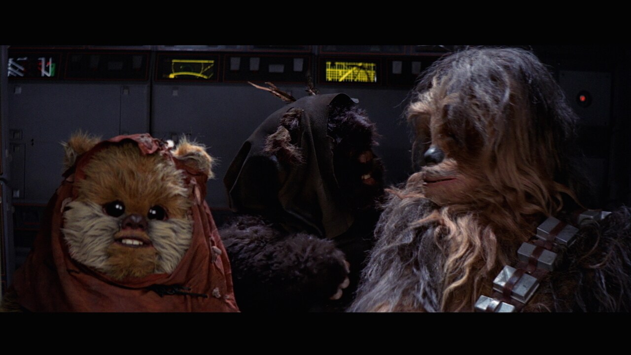 Chewbacca and a pair of Ewoks took over one scout walker, turning the vehicle’s guns on the Imper...