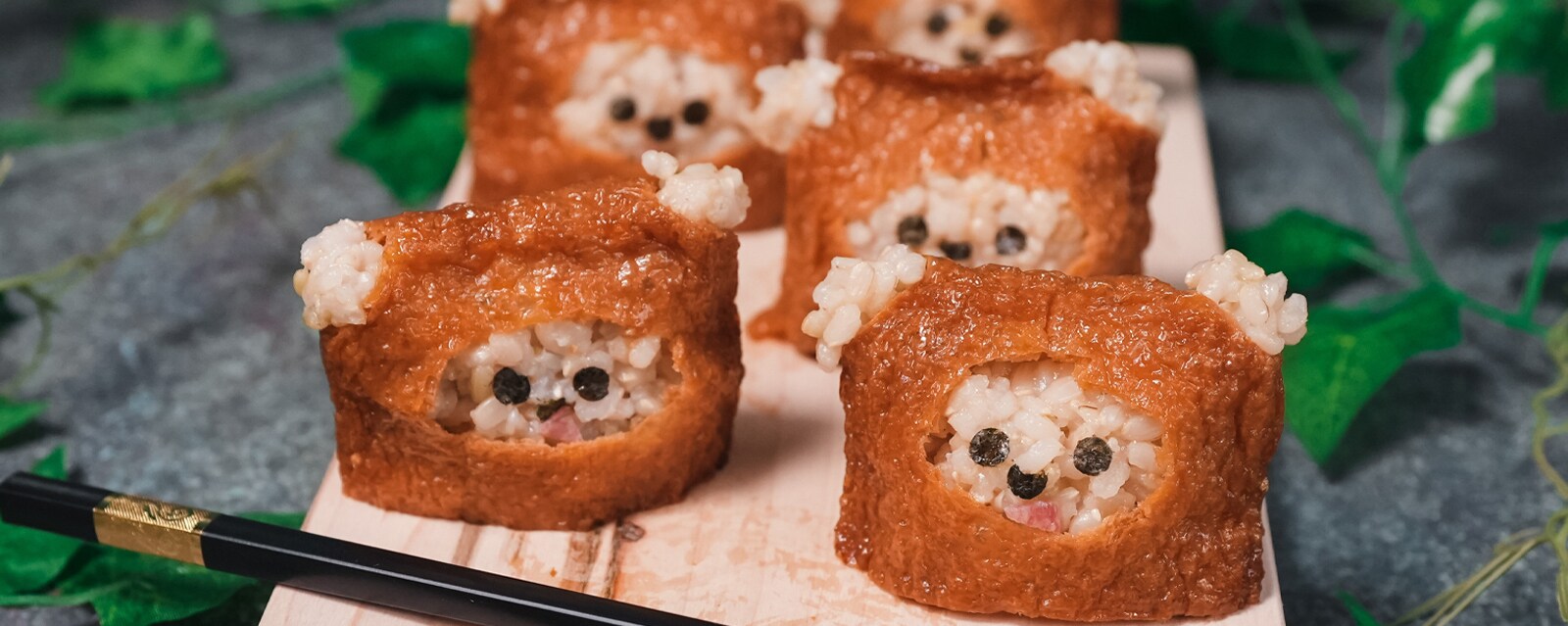 Ewok sushi on a plate. 