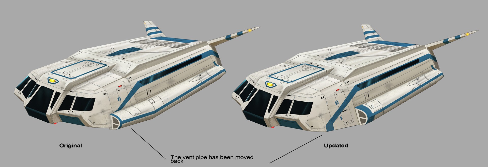 Star commuter shuttle illustration, showing original and updated versions.