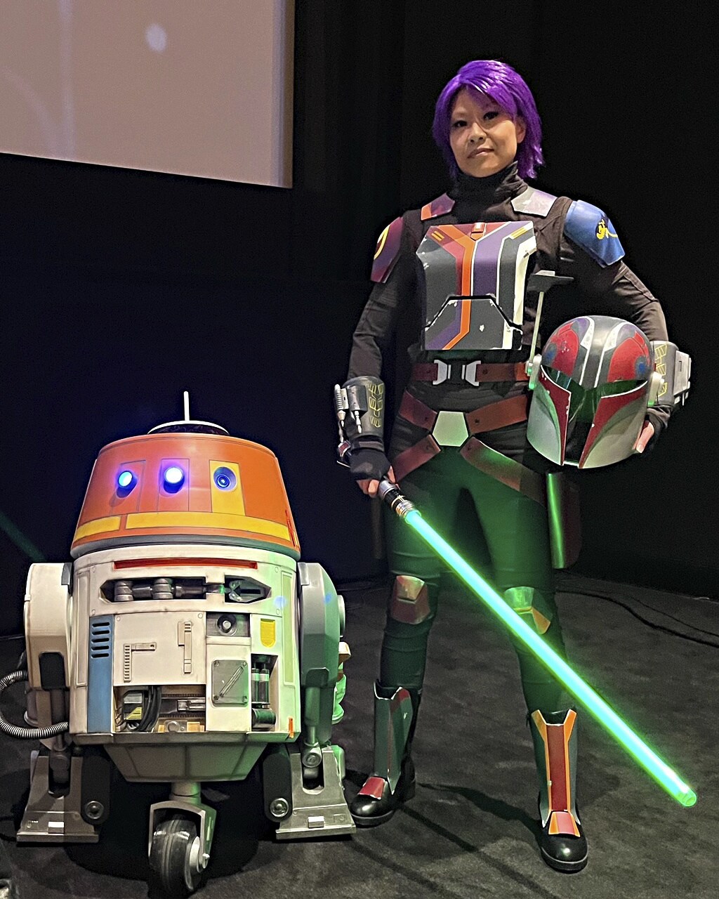 Elizabeth Lau as Sabine with Chopper