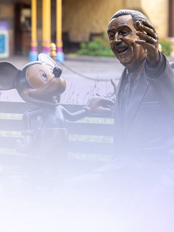 New Walt Disney & Mickey Mouse Statue Debuts at Hong Kong Disneyland