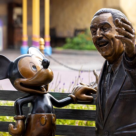New Walt Disney & Mickey Mouse Statue Debuts at Hong Kong Disneyland