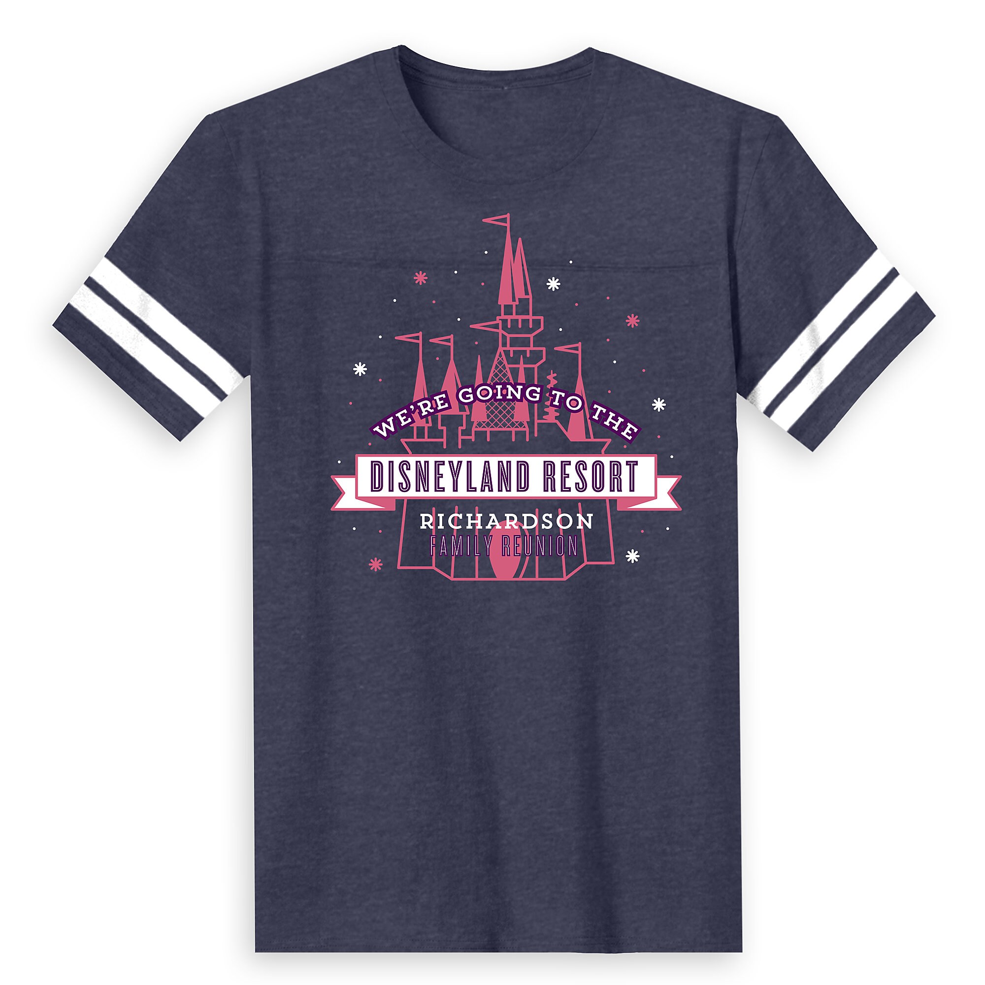 Men's Sleeping Beauty Castle Family Reunion Football T-Shirt - Disneyland Resort - Customized