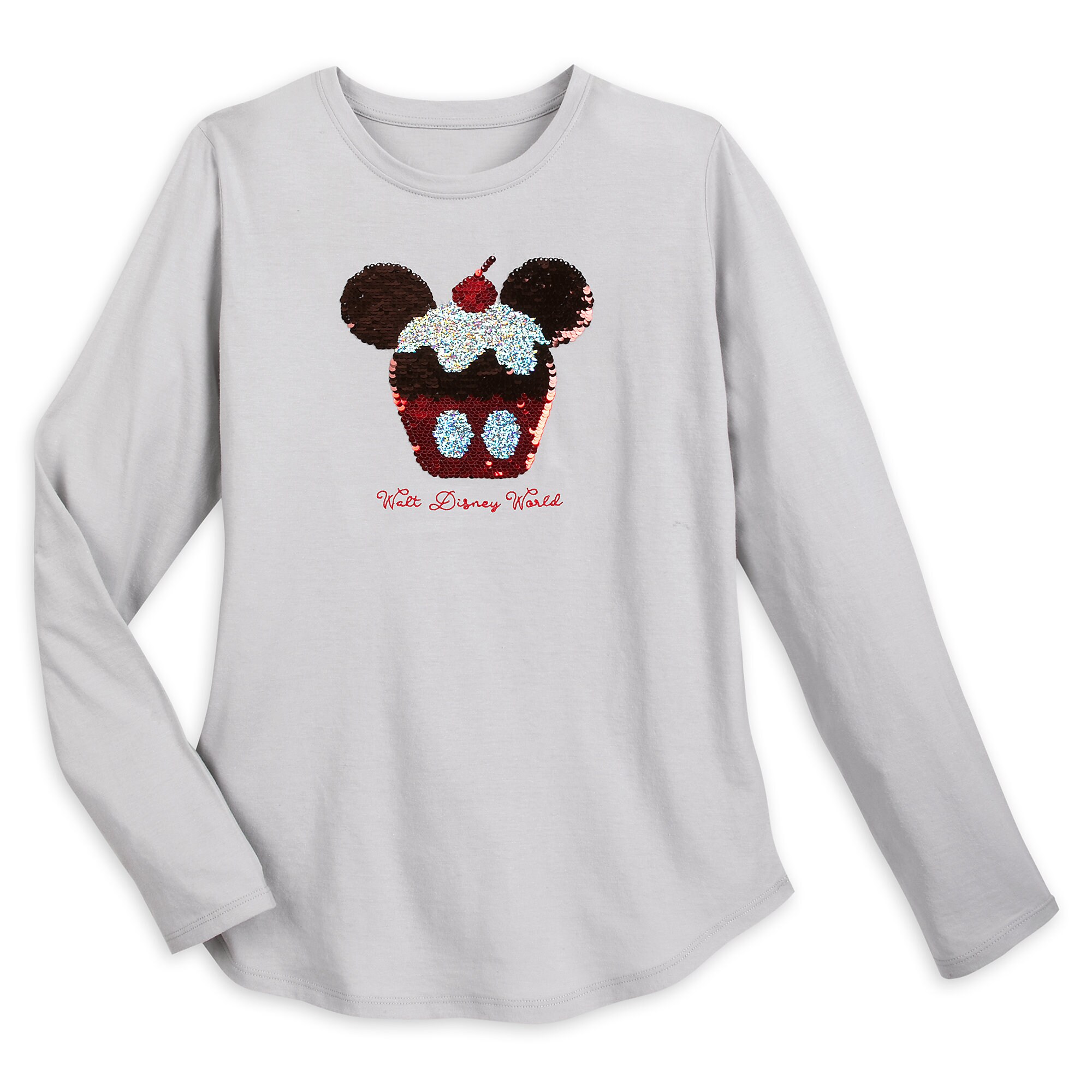 Mickey Mouse Cupcake Reversible Sequin T-Shirt for Women - Walt Disney World