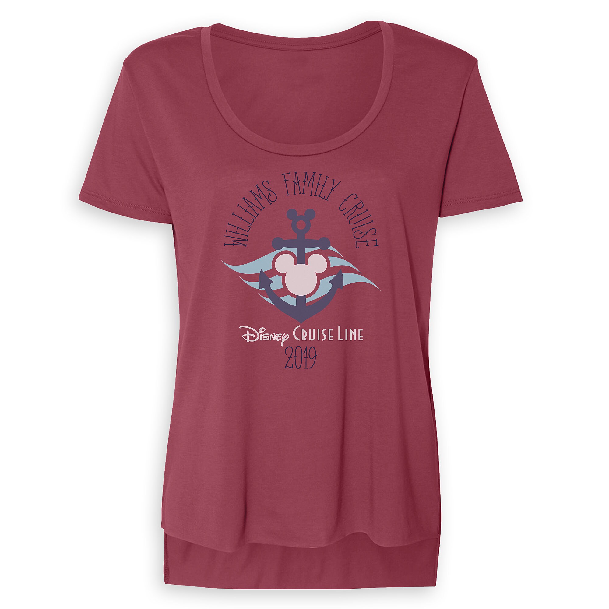 Women's Disney Cruise Line Anchor Family Cruise 2019 Scoop Neck T-Shirt - Customized