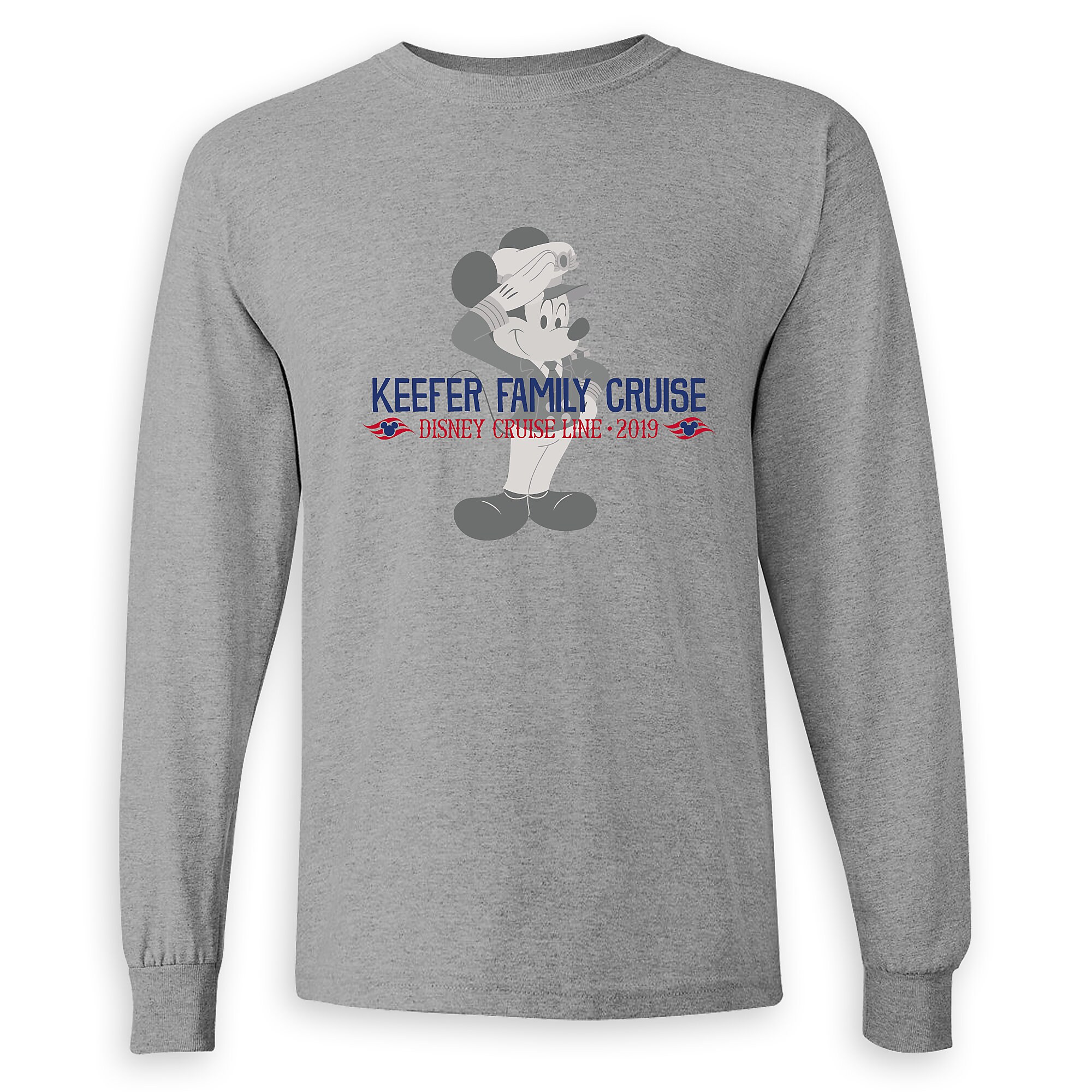 Adults' Captain Mickey Mouse Disney Cruise Line Family Cruise 2019 Long Sleeve T-Shirt - Customized