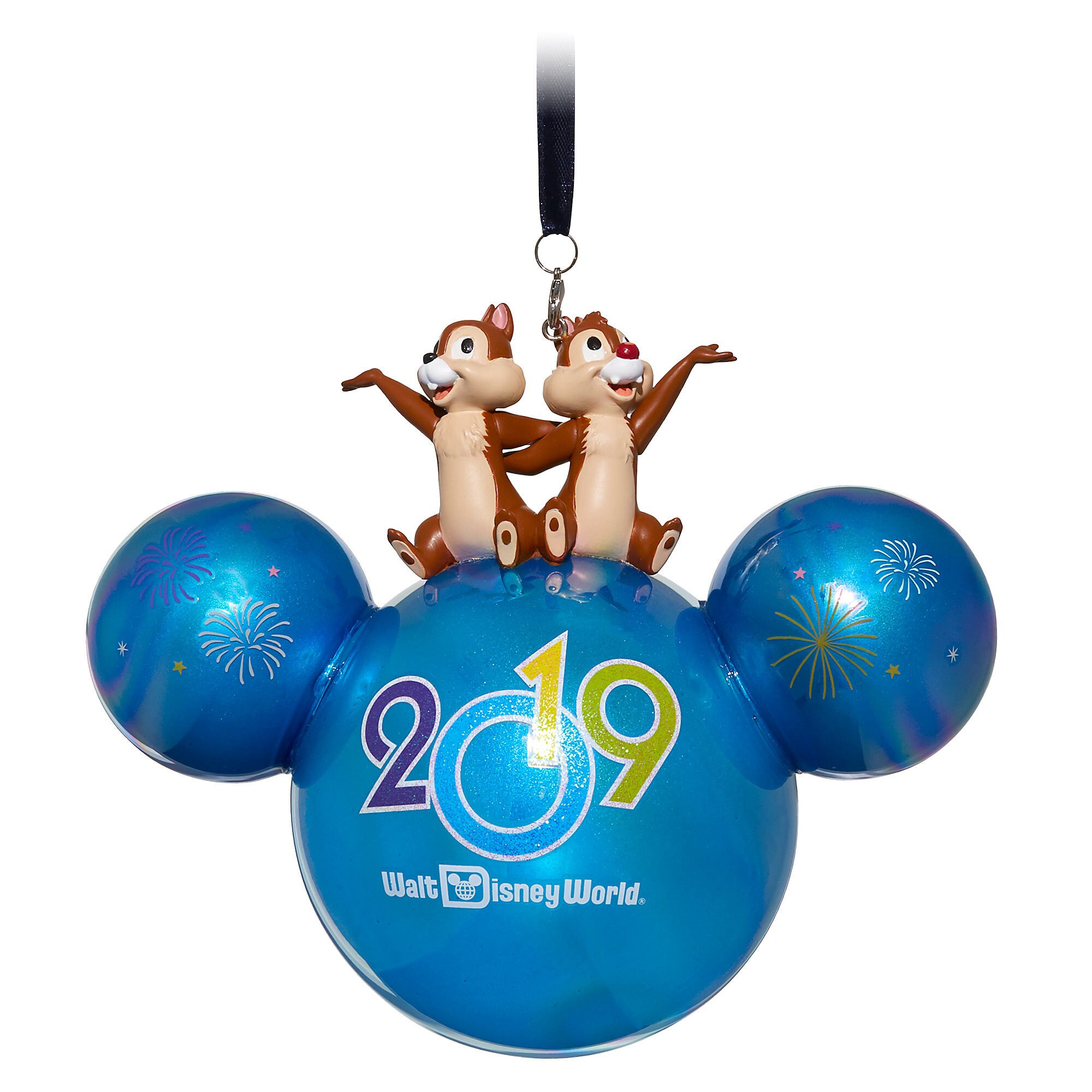 Mickey Mouse Icon Ball Ornament with Chip 'n Dale Figures - Walt Disney World 2019