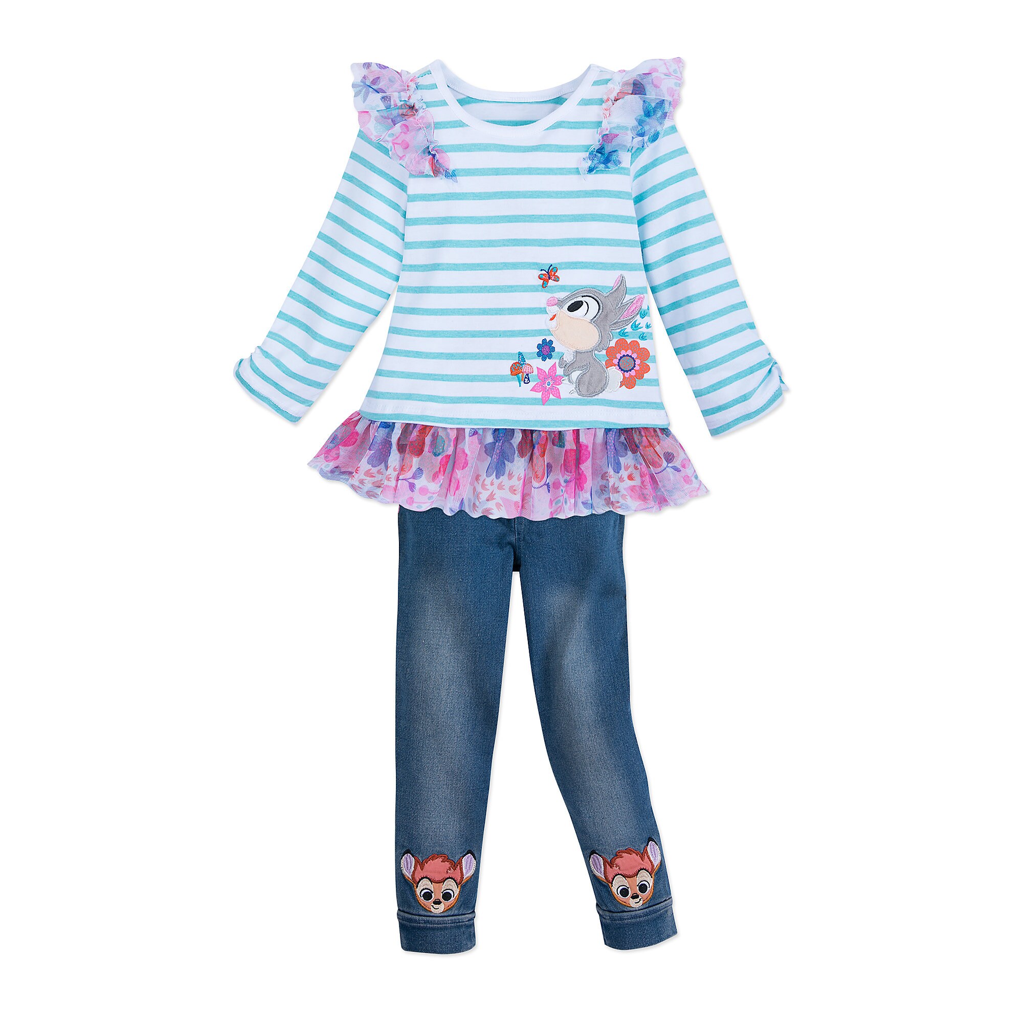 Bambi Striped Top and Jean Set for Girls - Disney Furrytale friends