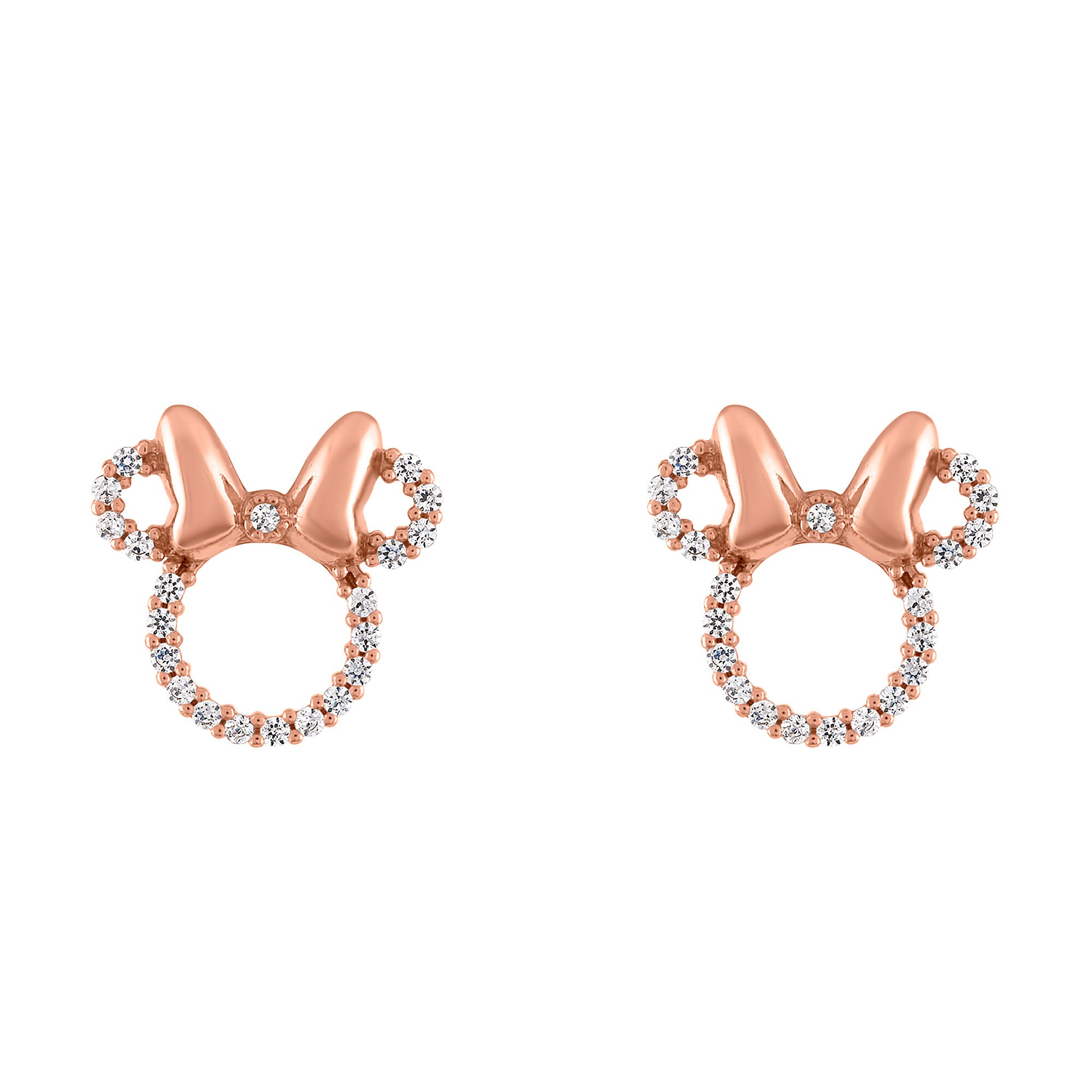 Minnie Mouse Rose Gold Icon Earrings by Rebecca Hook