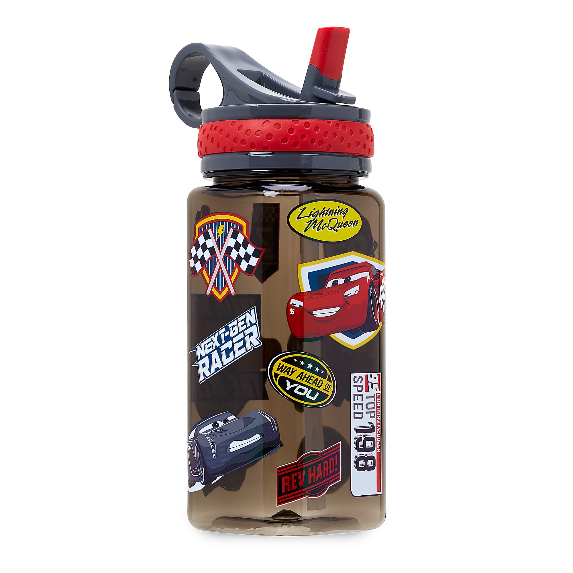 Cars Water Bottle with Built-In Straw