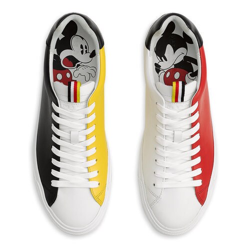 mickey embossed leather and canvas trainer