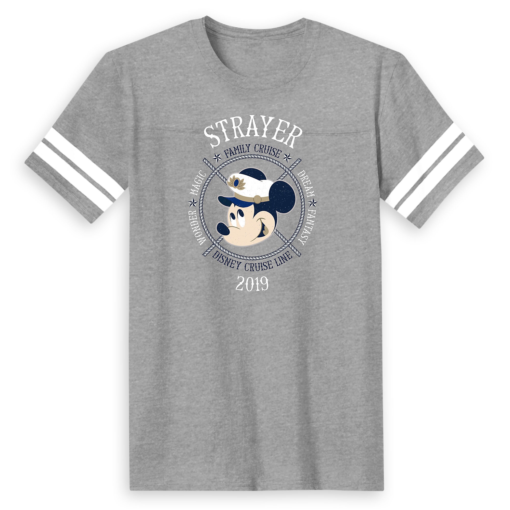 Men's Captain Mickey Mouse Disney Cruise Line Ships Family Cruise 2019 Football T-Shirt - Customized