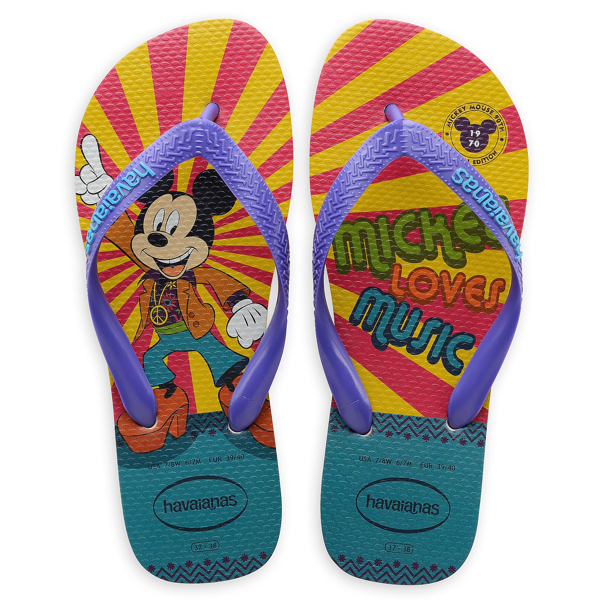Mickey Mouse Disco Flip Flops for Adults by Havaianas - 1970s