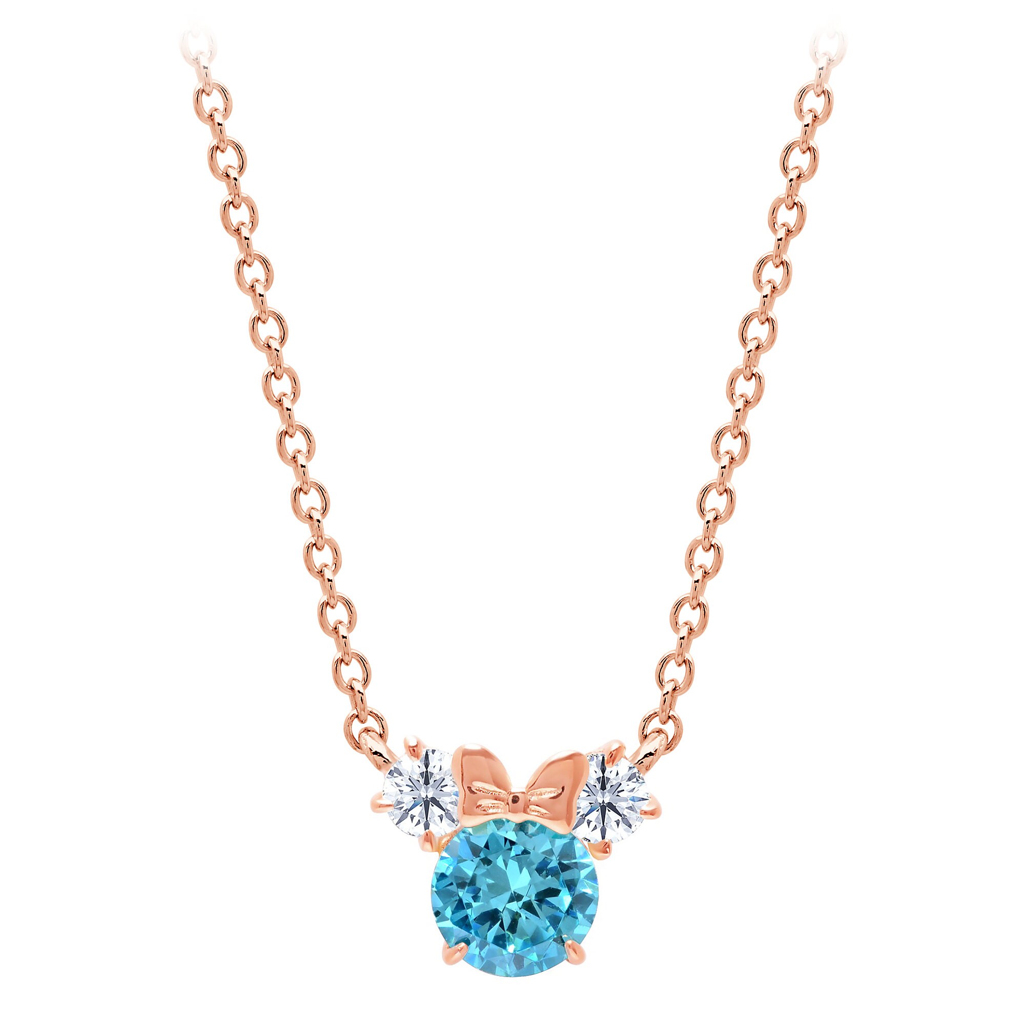 Minnie Mouse Birthstone Necklace for Kids by CRISLU - Rose Gold