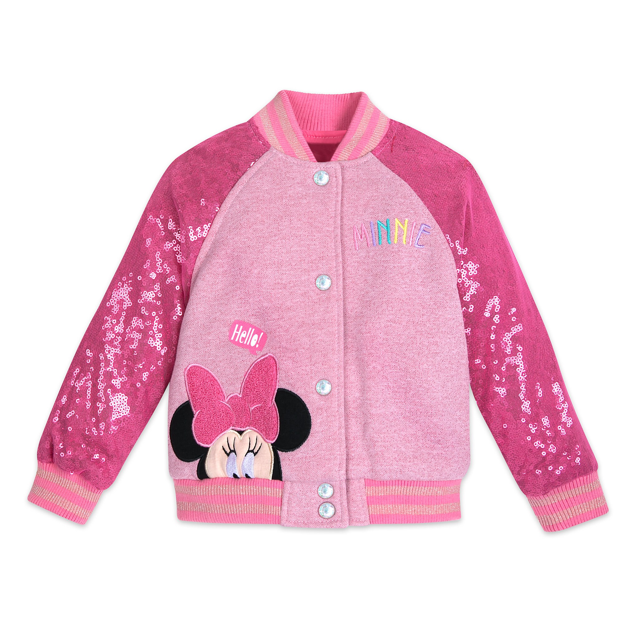 Minnie Mouse Pink Sequin Varsity Jacket - Personalized